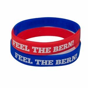 Feel‎ The Bern 2 Pack Bernie Sanders Silicone Wristbands Bracelet Red White Blue